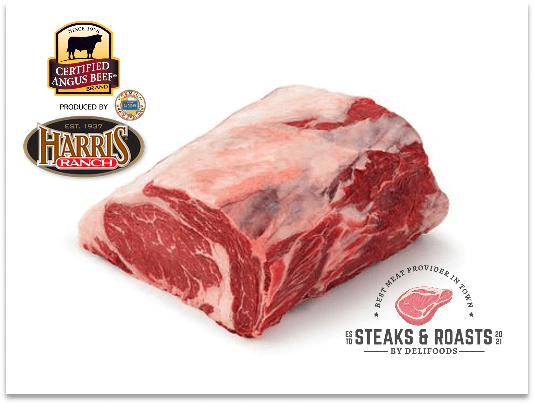 Harris Ranch Certified Angus Beef Boneless Rib Eye Roast Grass Raised